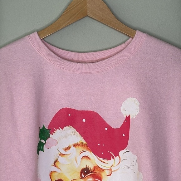 Vintage Santa Crewneck Pullover Sweatshirt in Pink Size XL - Picture 4 of 9